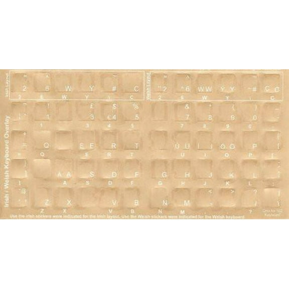 Welsh Keyboard Stickers - Labels & Overlays with White Characters for Keyboard Cover