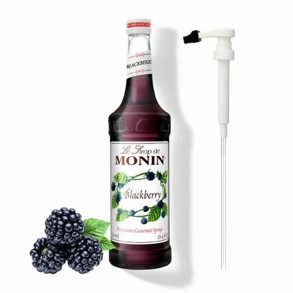 Monin Blackberry Flavouring Syrup, 25.4 fl oz (750ml) Glass Bottle with Absol White Pump