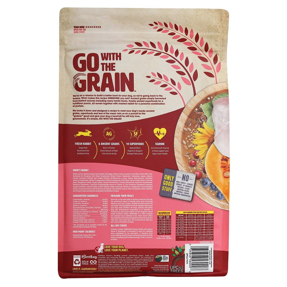 Earthborn Holistic Unrefined Dry Dog Food Roasted Rabbit, 4 lb