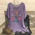 thumbnail image 2 of Vestidos Casuales Para Mujer, Blusas De Mujer De Moda Camisetas estampadas de moda para mujer, blusas casuales de lino holgadas de manga corta con cuello redondo y raglán, 2 of 4