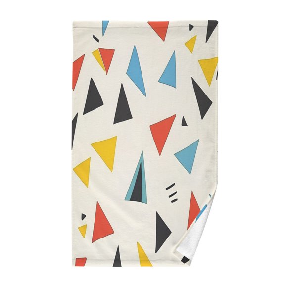 Yayeee 100% Cotton Hand Towels for Bathroom 16" x 28" Soft Absorbent Kitchen Towel, Beige Triangles