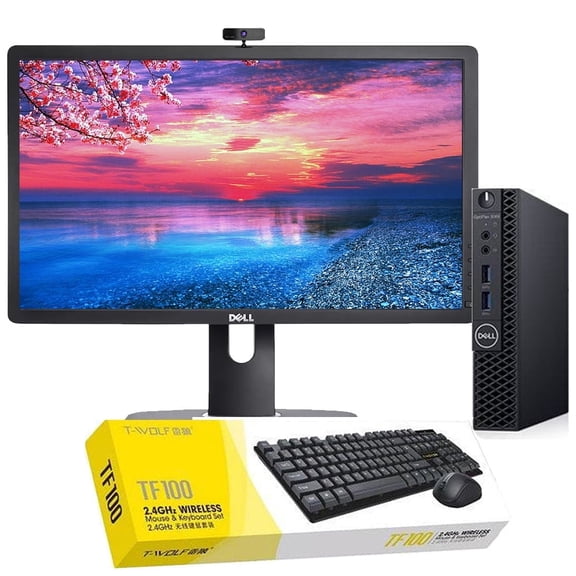 Restored Dell 3060 Windows 11 Mini Desktop Computer Hex Core i5-8500T Processor, 16GB RAM, 256GB SSD, Webcam, 22" LCD with a Wireless Keyboard and Mouse (Refurbished)