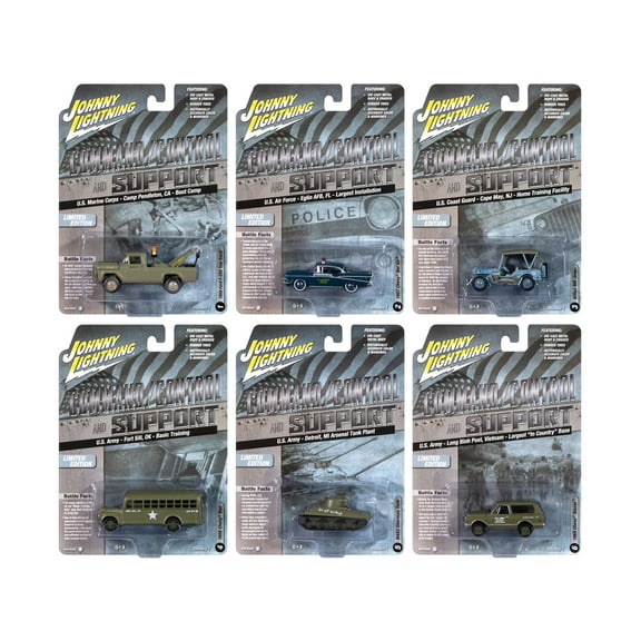 "Military" Set B of 6 pieces 2024 Release 2 Limited Edition 1/64 Diecast Models by Johnny Lightning