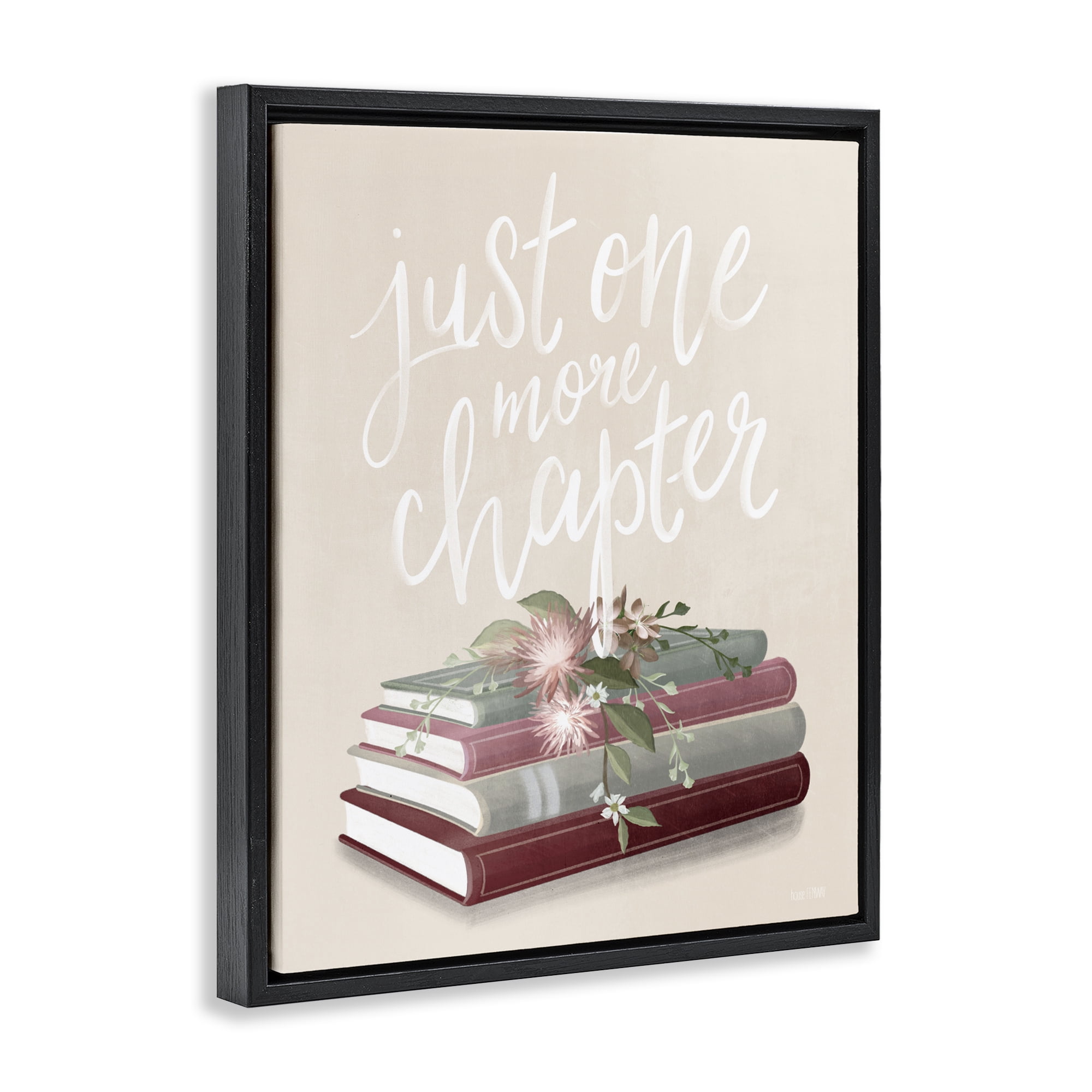 Stupell Industries One More Chapter on Beige Black Framed Floater Canvas Wall Art, design by House Fenway