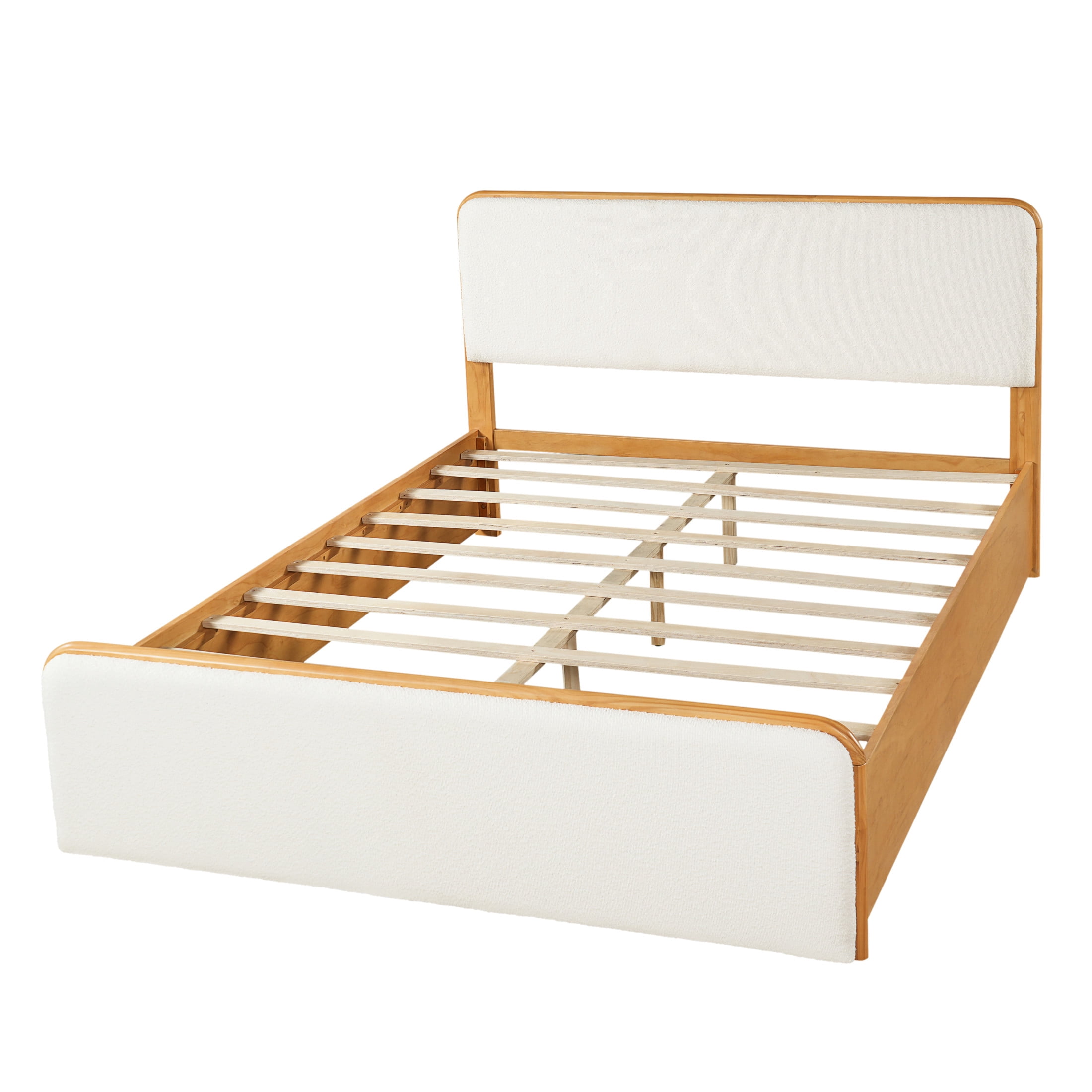 Christopher Knight Home Modern Queen Wood Bed Frame with Upholstered Headboard and Footboard, Natural