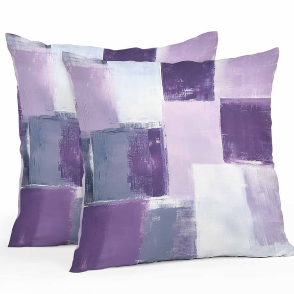 Abstract Gray Outdoor Pillow Covers Pack of 2 Purple Mottled Graffiti Color Block Modern Art Waterproof Throw Pillow Covers Decorative Cushion Cases for Patio Garden Tent Balcony Couch 18x18 inch
