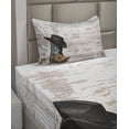 thumbnail image 2 of Ambesonne Western Fitted & Top Sheet Set with Sham, Rodeo Cowboy Grunge Hat, Black and Brown, 2 of 4