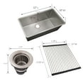thumbnail image 3 of Design House Rectangular Single Bowl 32x18x10-inch 18-Gauge Undermount Stainless Steel Kitchen Sink Combo with Sink, Roll-Up Drying Rack and Drain Strainer Basket, 3 of 13