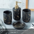 thumbnail image 1 of Juego completo de accesorios de baño negro, 4 piezas de accesorios de decoración de baño de cerámica, incluye dispensador de loción, 2 vasos, 1 of 5