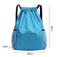 thumbnail image 2 of Mochila con cordón, bolsa de cuerdas, bolsa de gimnasio ligera, mochila deportiva, azul claro, 2 of 6