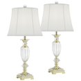 thumbnail image 2 of Vienna Full Spectrum Traditional Table Lamps 28.75" Tall Set of 2 Faceted Crystal and Brass White Bell Shade for Living Room Family Bedroom, 2 of 9
