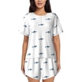 thumbnail image 1 of Fotbe Cute Shark Conjunto de Pijama Estampado para Mujer, 2 Piezas, Ropa de Dormir con Camiseta de Manga Corta y Shorts Suaves-Large, 1 of 6