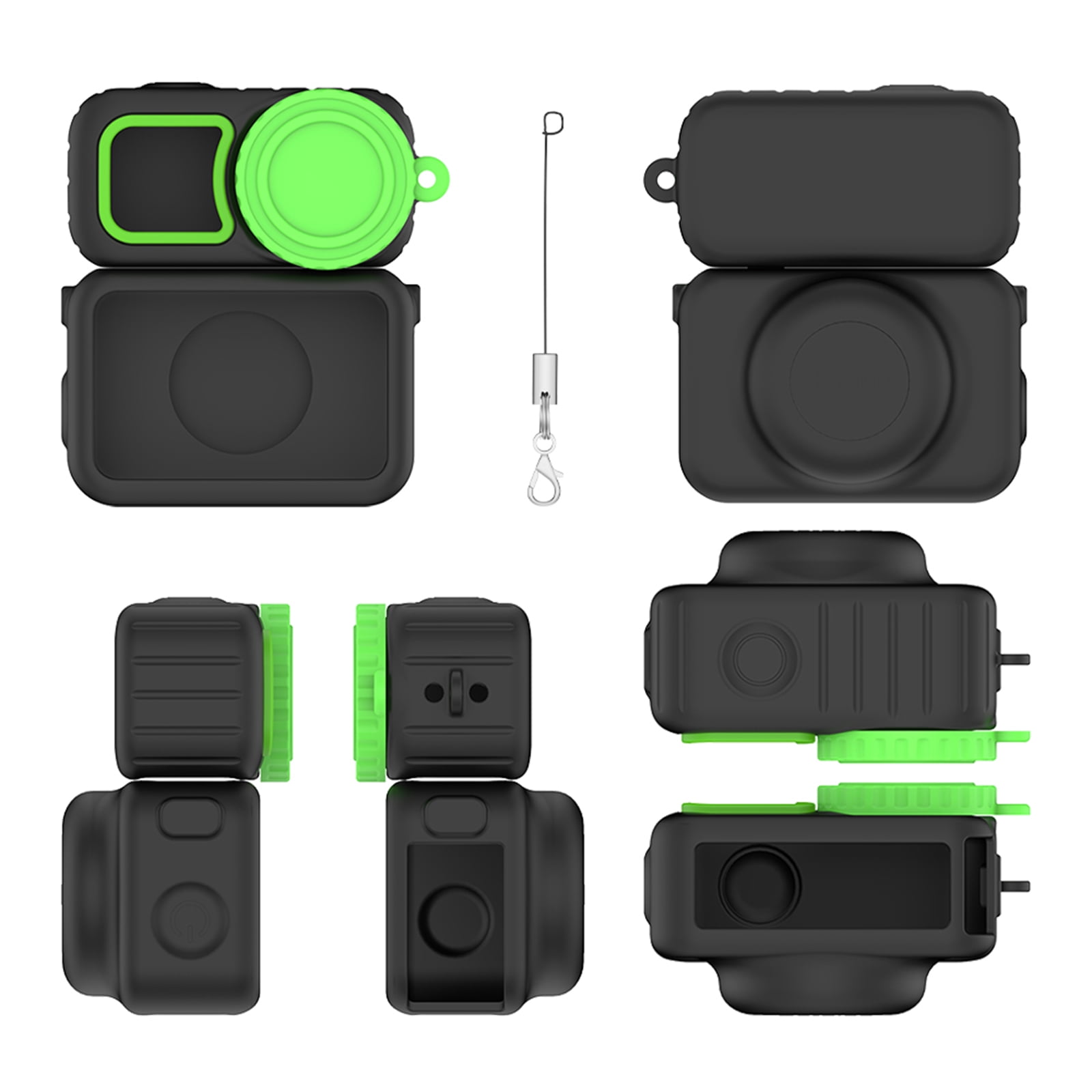 Silicone Protective Case with Lanyard Shockproof Camera Protection Shell Fall Resistant Anti-Scratch for DJI Osmo Nano Accessories (Black)