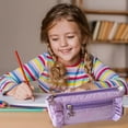 thumbnail image 6 of 1 Pc Pencil Case Large Pencil Bag Zipper Pen Bag Holder Box Pens Pouch Cloth Bag Large Storage Stationery Organizer Bag with Zipper for Work Office Travel, 8.39"x3.94", Purple, 6 of 6