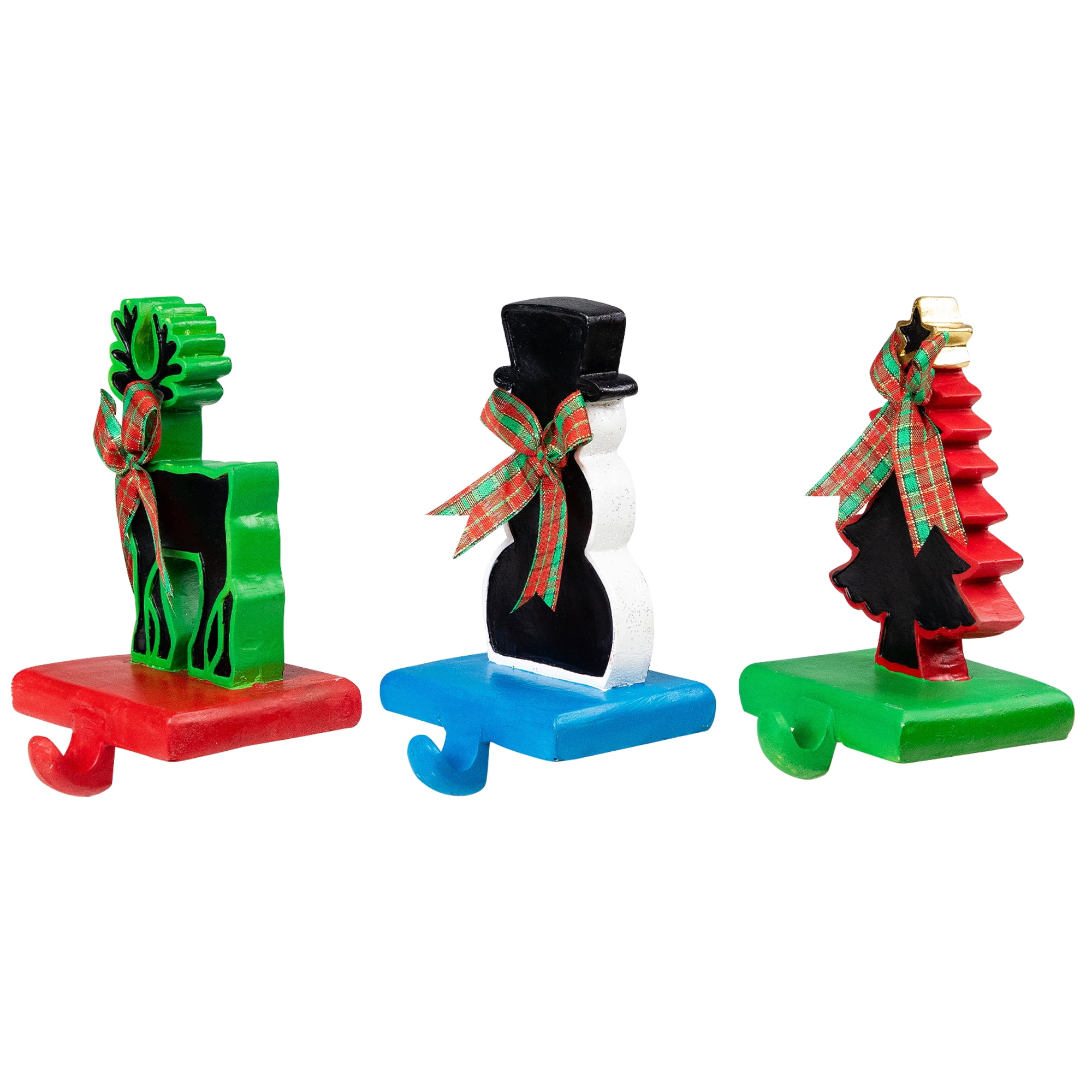 Northlight Reindeer, Tree, and Snowman Chalkboard Christmas Stocking Holders - 7" - Set of 3