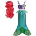 thumbnail image 1 of Green Mermaid Princess Beach Swimsuit Cosplay Costume with Accessories Set, 1 of 7