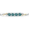 thumbnail image 3 of Gem Stone King 925 Silver and 10K Yellow Gold Blue Moissanite and White Lab Grown Diamond Bracelet for Women | 2.02 Cttw | Gemstone | Round 5MM | Fully Adjustable 9 inch, 3 of 5
