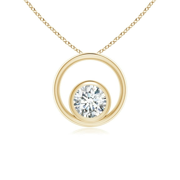 ANGARA Lab Grown Bezel-Set Diamond Solitaire Open Circle Pendant for Women in 14K Yellow Gold (Size-4.1mm | 0.25 ct) | April Birthstone Jewelry for Her | Lab-Grown Diamond Pendant
