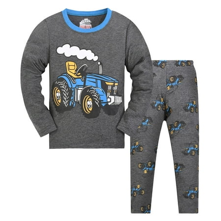 Kogui Pajamas for Kids Boys Kids Nightwear Set - Long Sleeve & Pants for Boys Size 7-8 Years (Grey 7-8 Years)