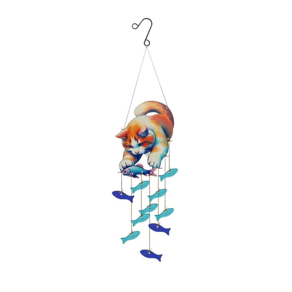 7829 Sea Glass Cats Fish Wind Chimes for Outside,Hanging Decors Handcrafted Wind Chimes