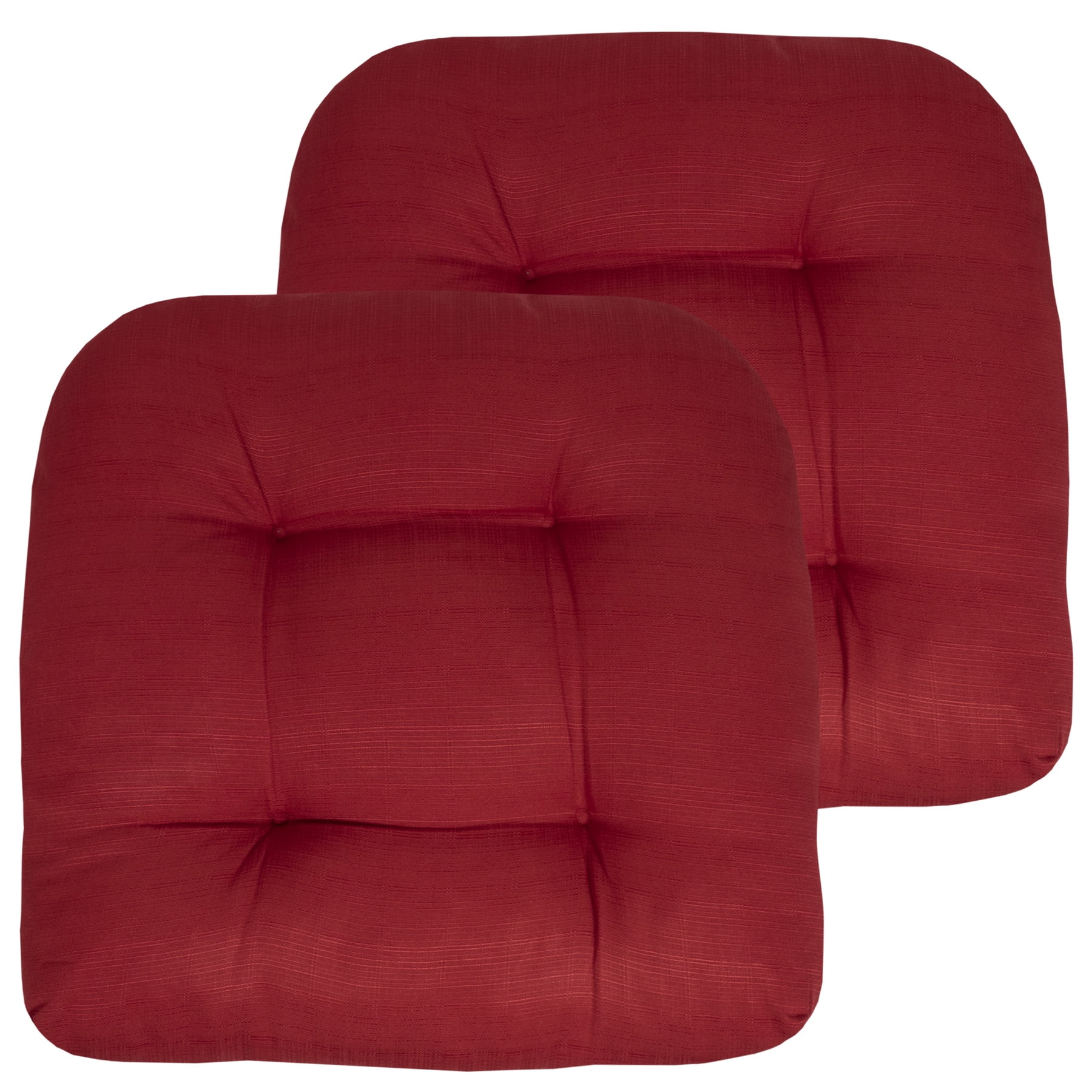 IndoorOutdoor Reversible Patio Seat Cushion Pad 2 Pack Red 19" x 19