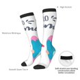 thumbnail image 4 of Xecao Gnomes Summer print thigh-high socks, crafted for both men and women with a stretchy, high-opaque design perfect for daily wear, 4 of 6
