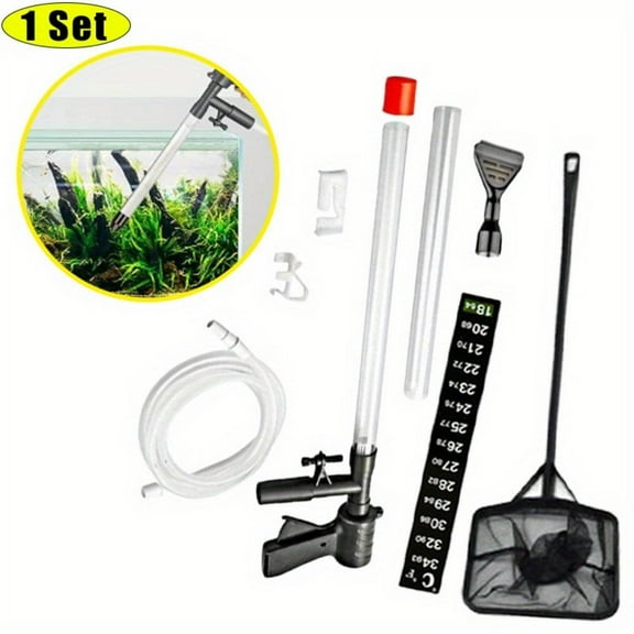 1Set Aquarium Gravel Cleaner Vacuum Fish Tank Vacuum Cleaner Tools for Aquarium Water Changer with Aquarium Thermometers Fish Net Kit Fish Tank Cleaning Gravel and Sand