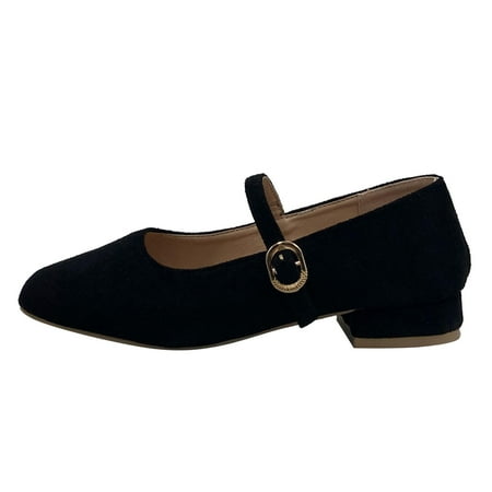 

Fashion Autumn Women Casual Shoes Buckle Solid Color Suede Low Heel Comfortable