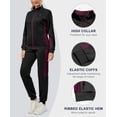 thumbnail image 4 of Women's 2Pc Full Zip Tracksuit, 4 Way Stretch Breathable Jogger with Zipper Pockets for Gym Running Black M, 4 of 8