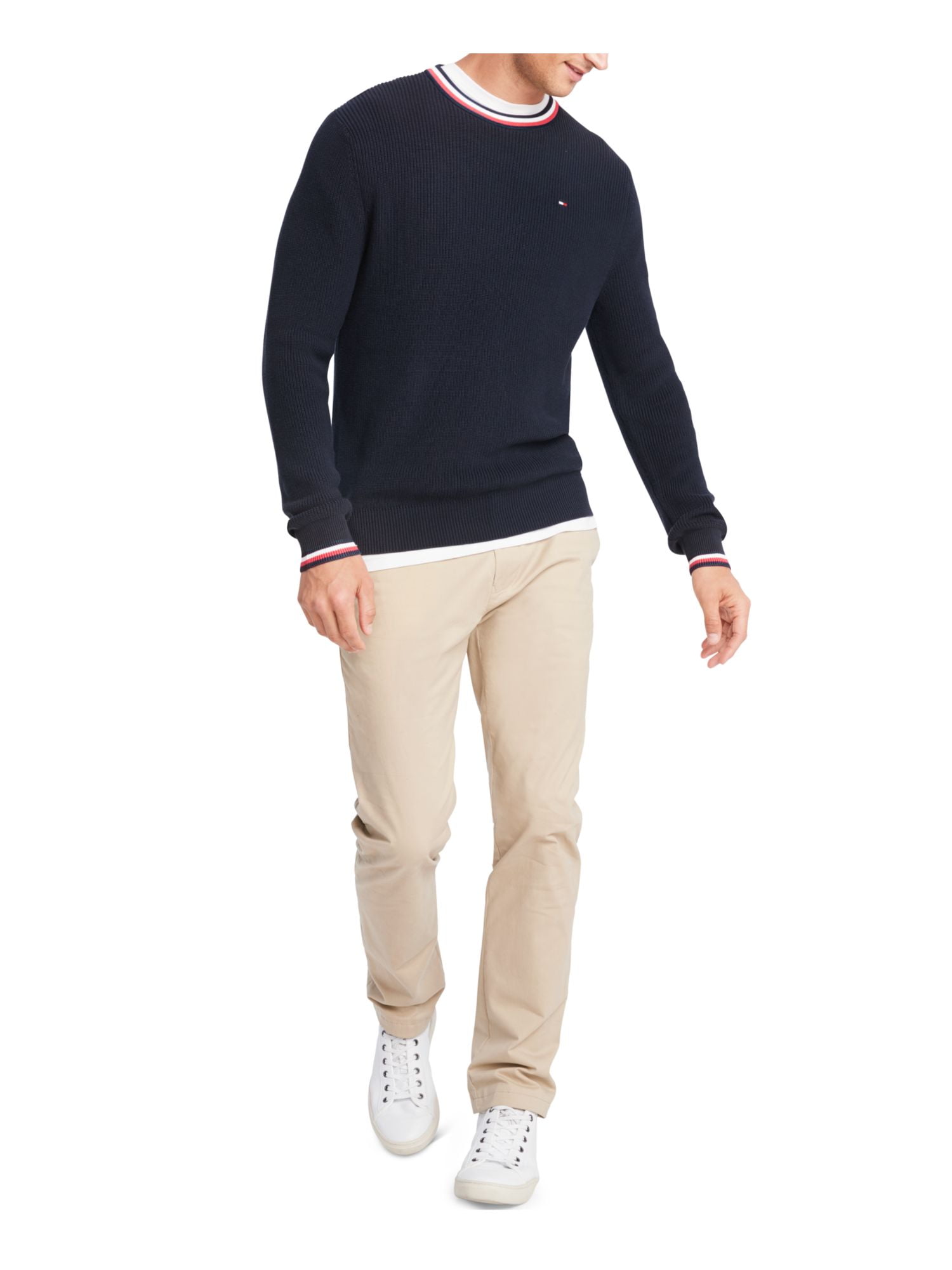 Munk Ni indendørs TOMMY HILFIGER Mens Navy Logo Graphic Long Sleeve Crew Neck Classic Fit  Cotton Pullover Sweater S - Walmart.com