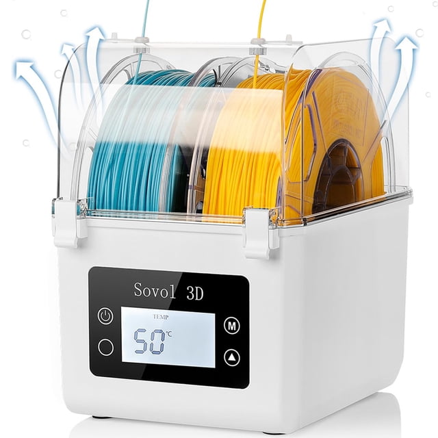 Sovol Filament Dryer 2025, SH01 Filament Dehydrator 3D Printer Spool Holder with Upgraded Fan, Dry Box for Keeping Filament Dry, Compatible with 1.75m