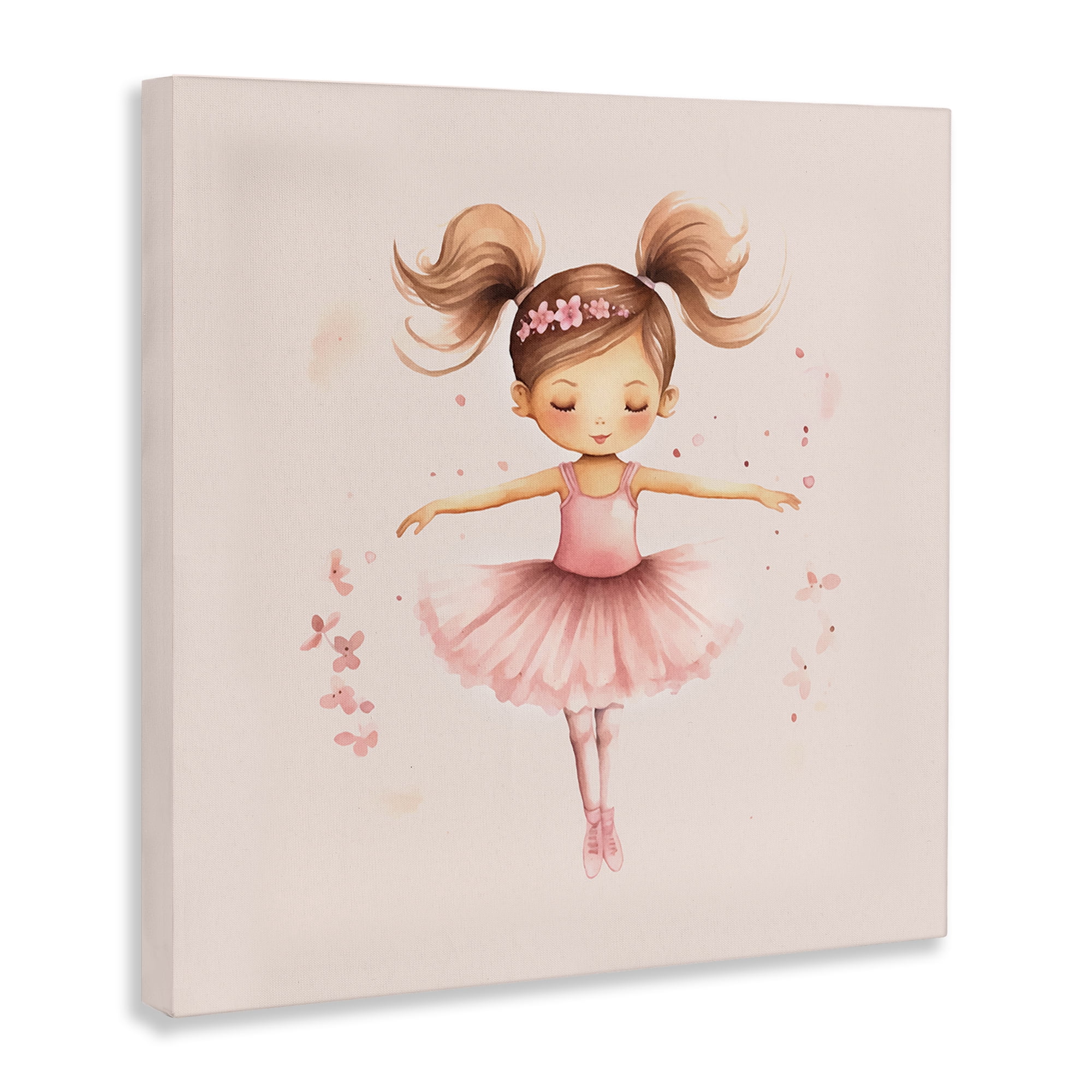 Stupell Industries Ballerina Dancer Girl People Painting Wrapped Canvas Art Print Wall Art, 17 x 17