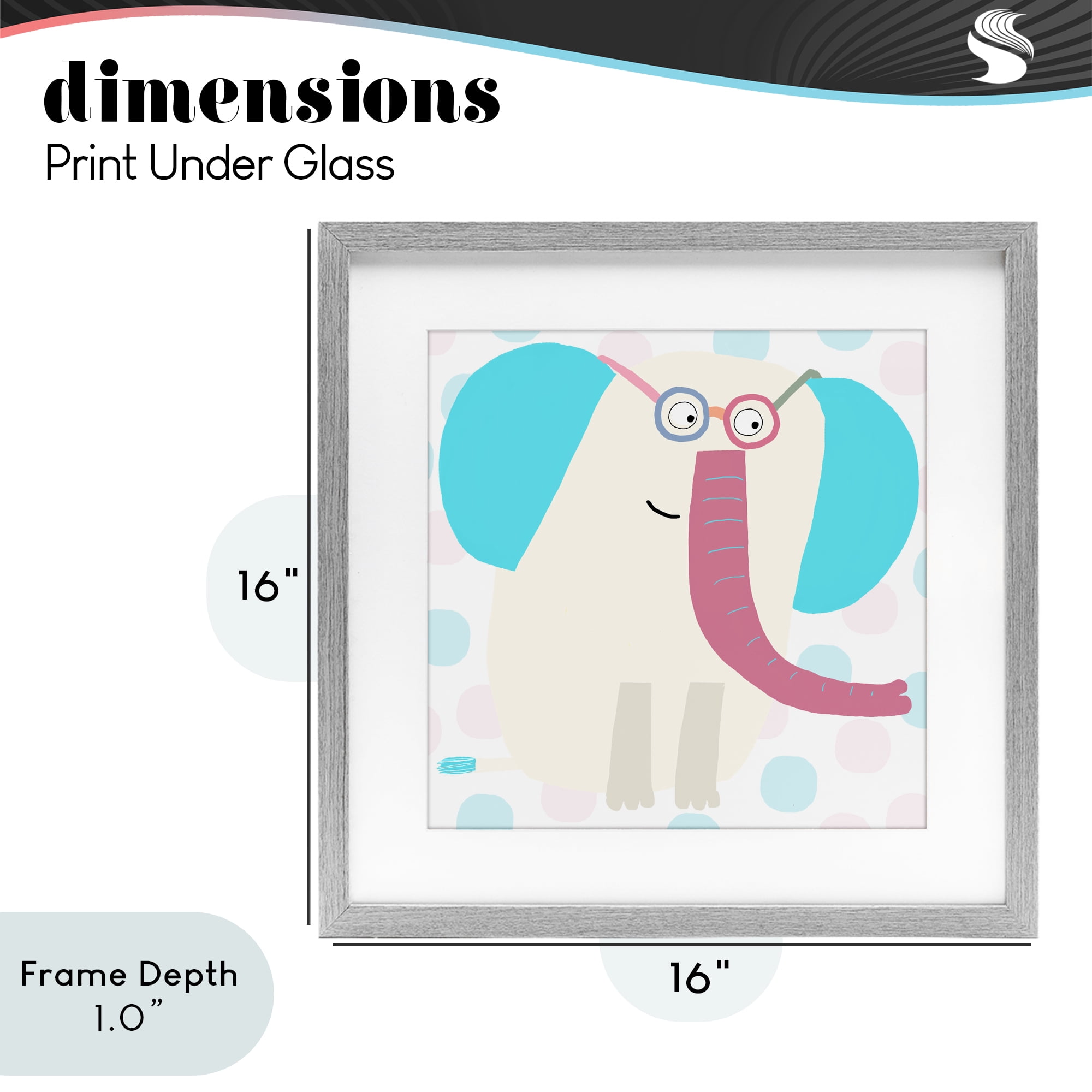 Stupell Industries Electric Blue Elephant Gray Framed Print Under Glass, design by Carla Daly
