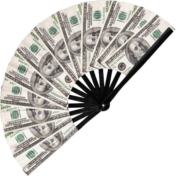 Folding Fan - Money Stacks/Money Fan - Large Rave Clack Folding Hand Fan for Men/Women - for EDM, Music Festival, Club, Event, Party, Dance, Performance, Decoration, Gift