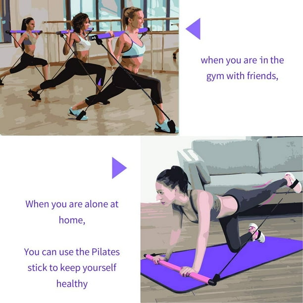 Portable Yoga Pilates Bar Kit, Pilates Equipment with Resistance Band Bar  for Total Body Workout, Yoga, Fitness, Stretch, Resistance Workout at Home Exercise  Equipment 