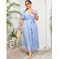 thumbnail image 4 of Plus Size Wedding Guest Maxi Dresses for Curvy Women, Summer Casual Floral Long Party Sundress with 3/4 Sleeve, 4 of 8
