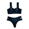 thumbnail image 6 of Qiylii Women's 2Pcs Swimwear, V-neck Crop Tank Tops with Hollowed Side High Waist Triangle Bottoms for Beach/Swimming, 6 of 6
