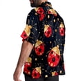 thumbnail image 3 of Seven Starred Ladybird Men's Short Sleeve Button Down Beach Shirts, Casual Printed Summer Unisex Tops, 3 of 6