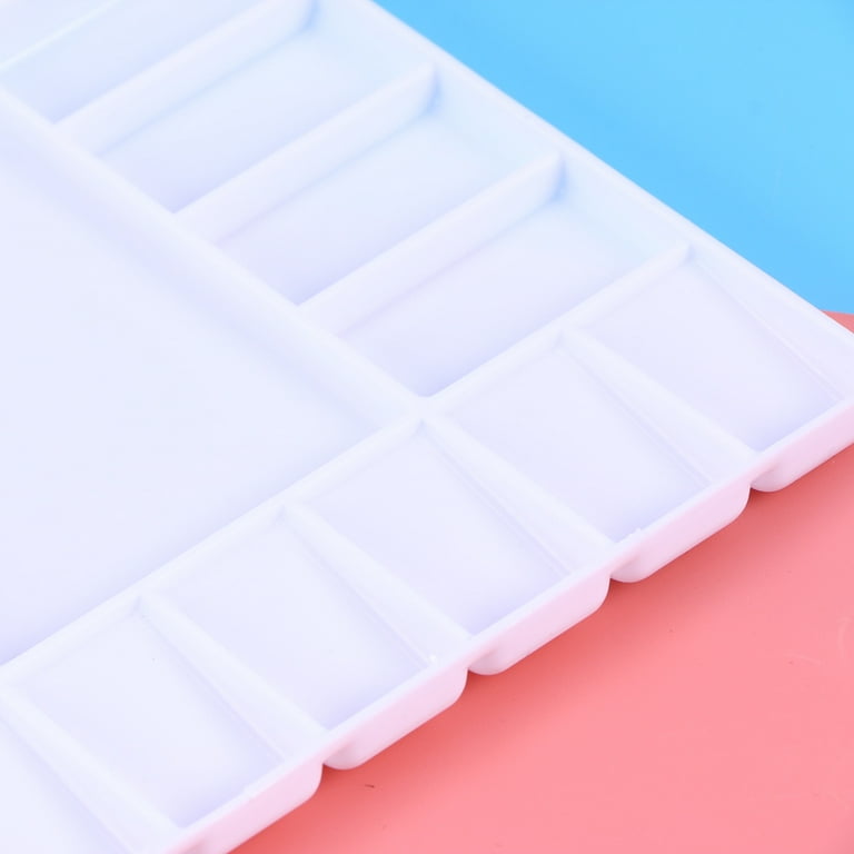Watercolor Palette Folding Paint Tray Plastic Painting Pallet with 33  Compartments, Thumbhole and Brush Holders, White