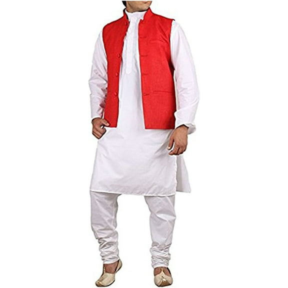 Royal Men's Cotton Kurta Pyjama Set (ROYAL_296_White_Small)