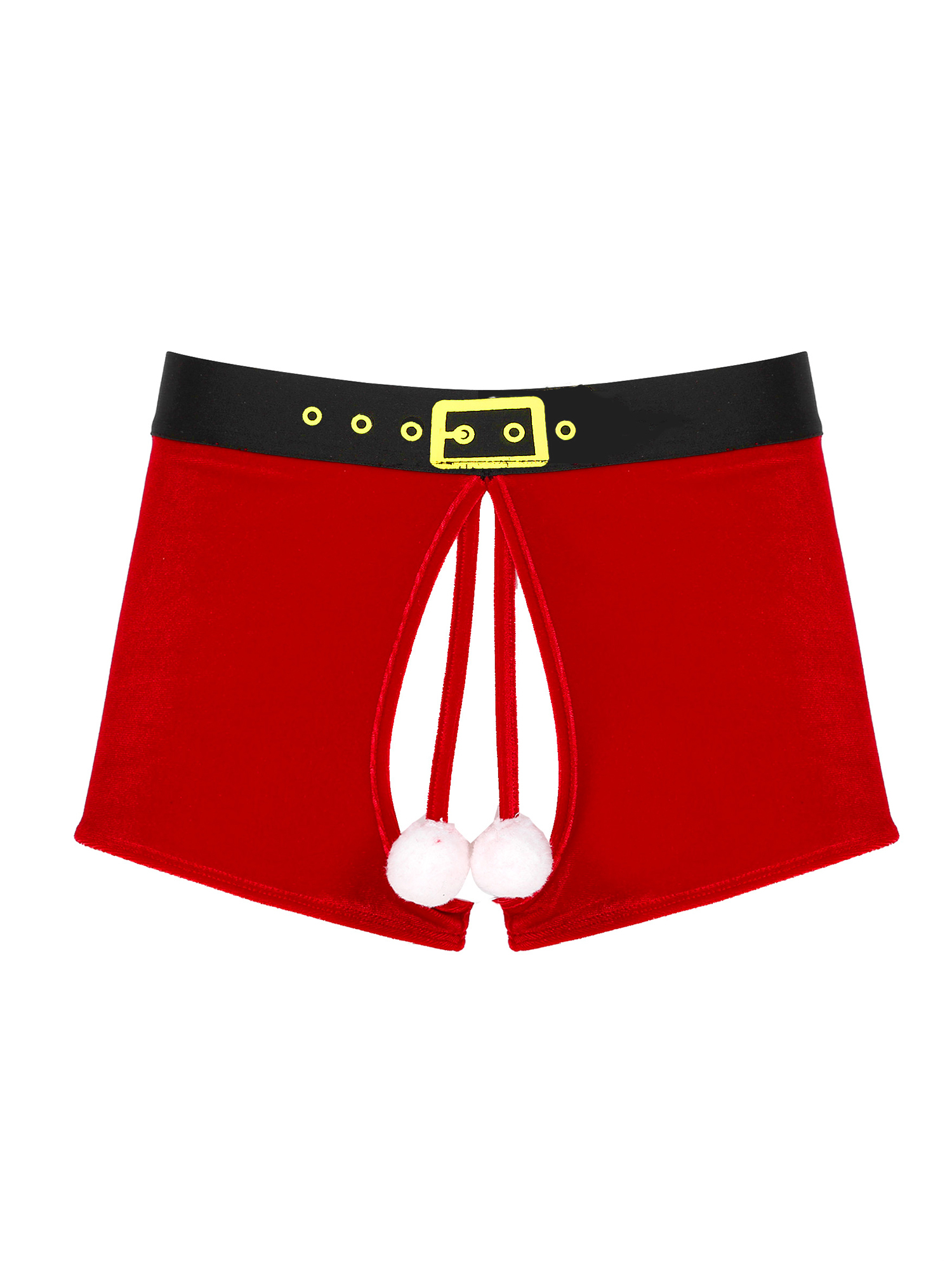 Aislor Men's Red Velvet Santa Christmas Boxer Briefs Holiday Shorts