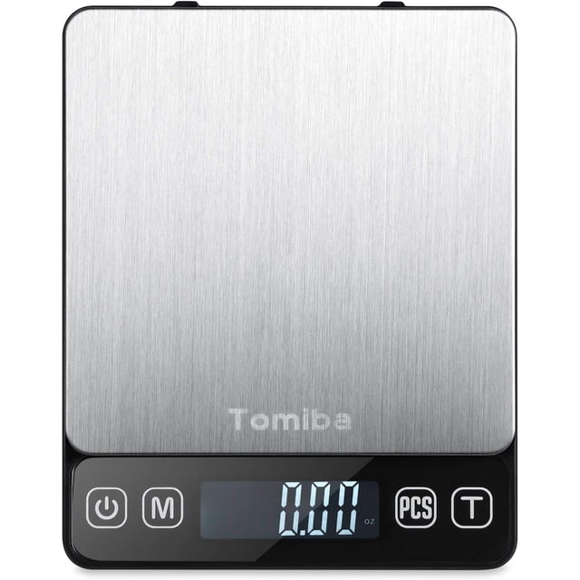 Toytexx Balance de Poche Tactile Numérique avec Plateforme en Acier Inoxydable, 6 Unités de Mesure, Fonction Tare, Écran LCD