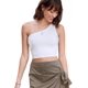 thumbnail image 1 of Top corto acanalado sin mangas con un hombro sexy para mujer, blanco (3xl) Feliz Sencillez, 1 of 4
