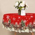 thumbnail image 4 of Nanqianyi 70" Round Red Christmas Tablecloth,Vintage Santa Reindeer Sleigh with Snowflake Print,Winter Holiday Waterproof Table Cover, 4 of 6
