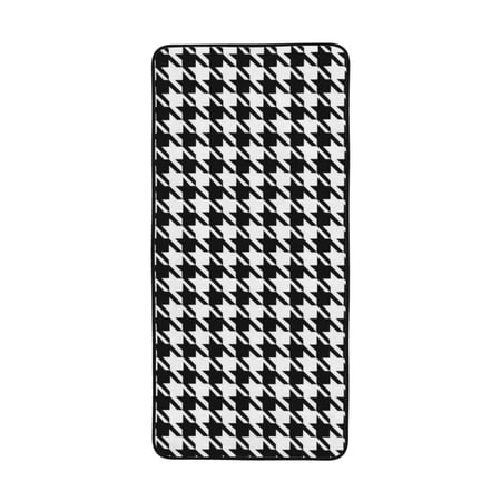 LNWH Bath Towel, Houndstooth Check Pattern Absorbent Coral Fleece Bath Towel for Bathroom, Gym, Beach-27x55in