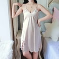 thumbnail image 2 of ZyeKqe Womens Nightgown Sleeveless Chemise Full Slips V Neck Mini Dress Side Split Sleepwear with Adjustable Straps, 2 of 3
