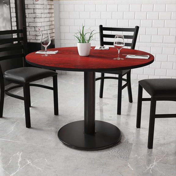 Bowery Hill 42" Round Restaurant Dining Table in Black Mahogany