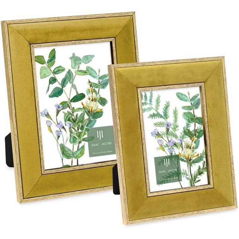 アンティーク雑貨 Shappy Green  velvet photo frame. Isaac Jacobs 4x6 Green Velvet Picture Frame with Metallic