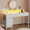 thumbnail image 2 of Greenstell 55" Gaming Computer Desk with LED Lights & Outlets,Home Office Table with Storage Drawer, White, 2 of 6