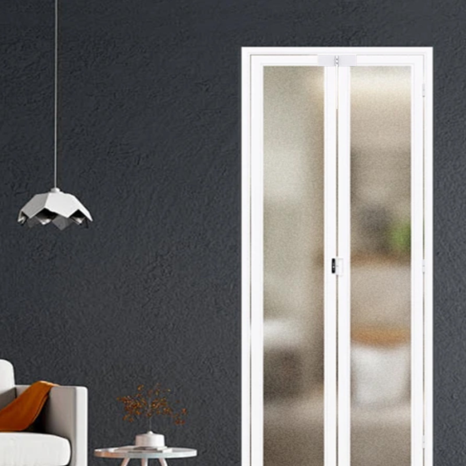 ZOURIH 2 Pcs Bifold Door Lock- Metal Double Door Child Safety Locks Keep Cats&Dogs Out of Pantry,Closets,Cabinets,White